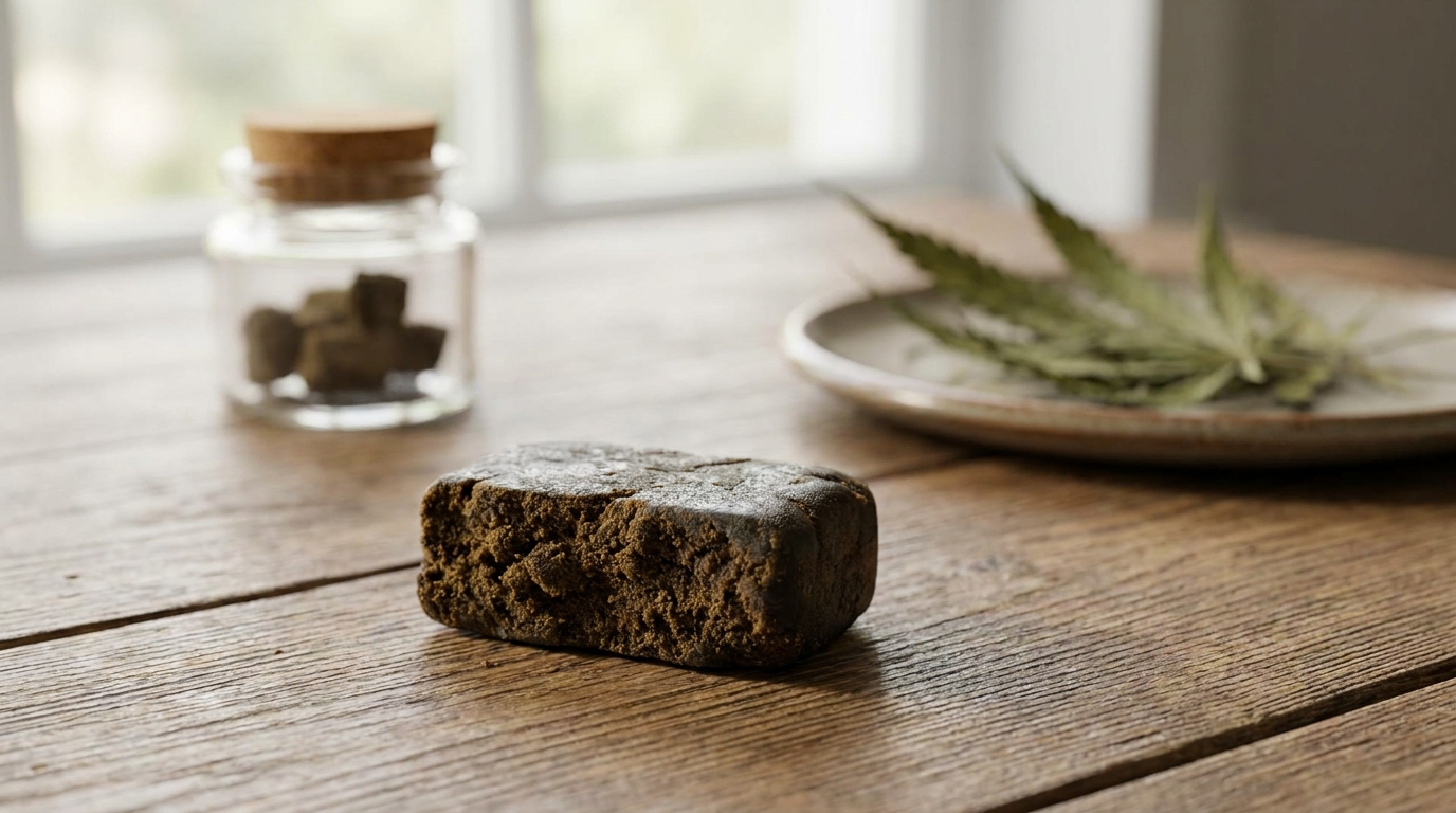 piatella hash — plan d'ouverture éditorial, sujet net au premier plan, profondeur de champ courte, lumière nat