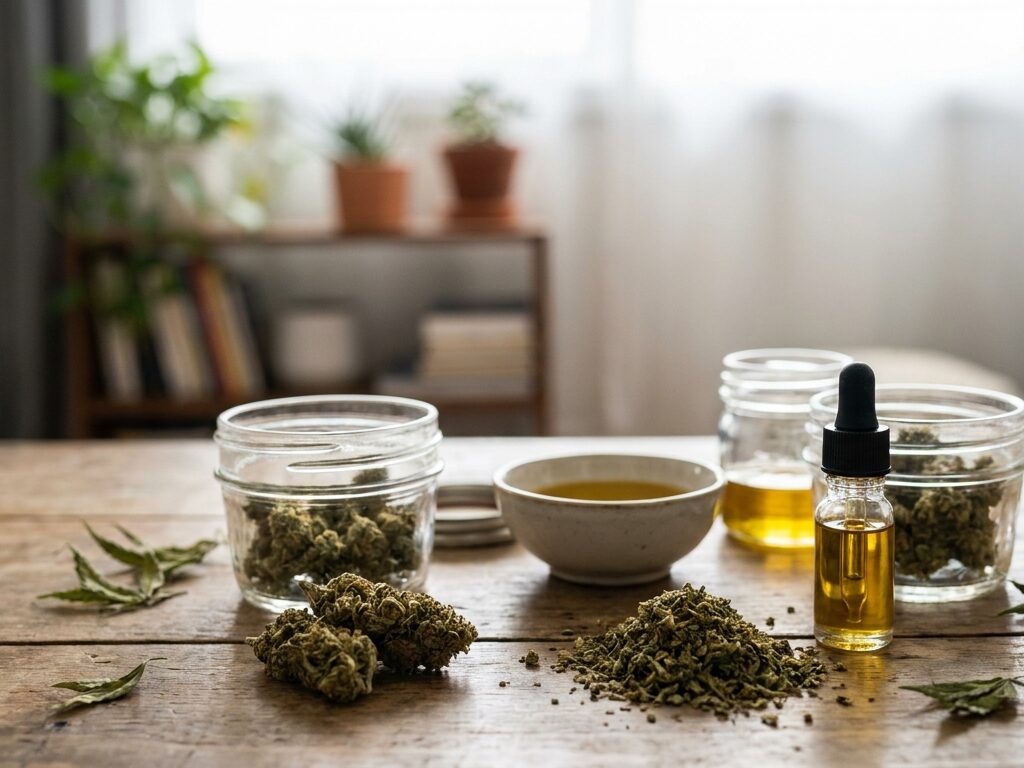 thcx vs thc — plan d'ouverture éditorial, sujet net au premier plan, profondeur de champ courte, lumière naturelle rasante, fond contextuel discret