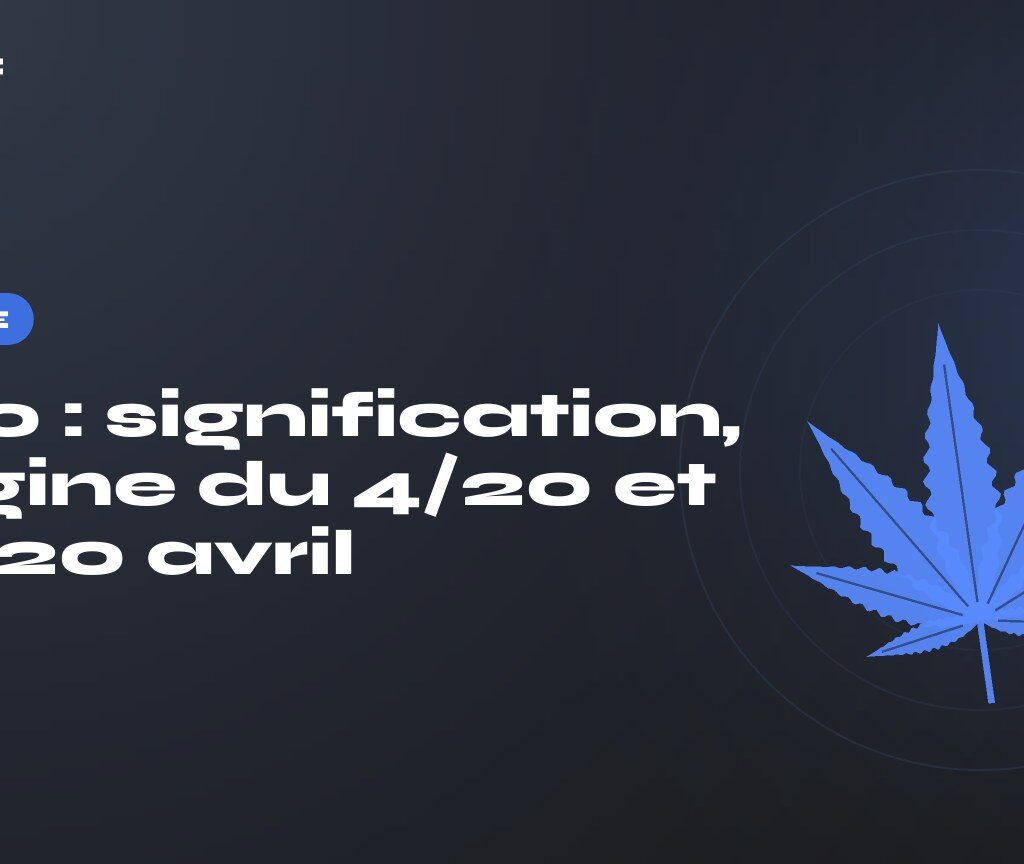 420 : signification, origine du 4/20 et du 20 avril — titre sur fond sombre, feuille de chanvre stylisée