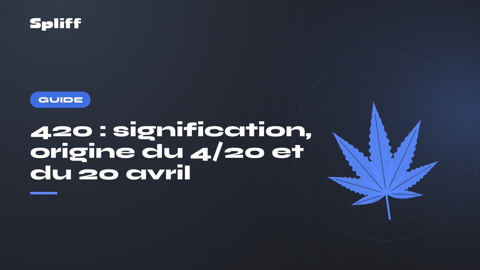 420 : signification, origine du 4/20 et du 20 avril — titre sur fond sombre, feuille de chanvre stylisée