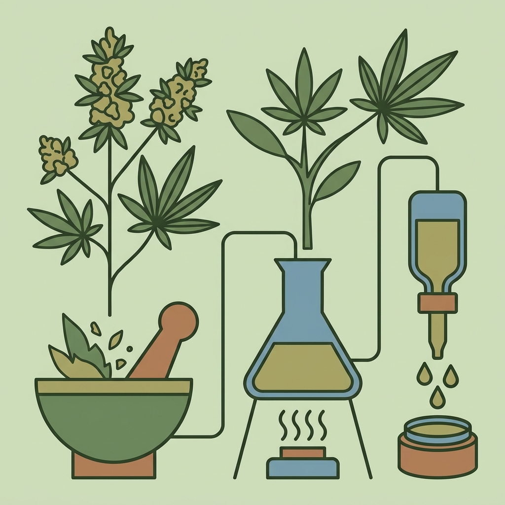 Disegno in piano con motivi vegetali — Come si fa l'olio di cannabis?