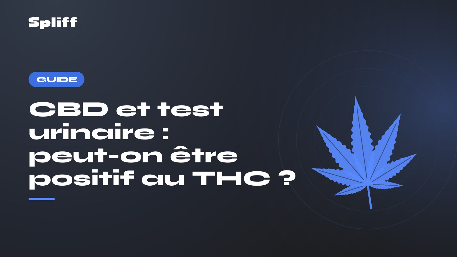 CBD et test urinaire : peut-on ĂȘtre positif au THC ? â titre sur fond sombre, feuille de chanvre stylisĂ©e