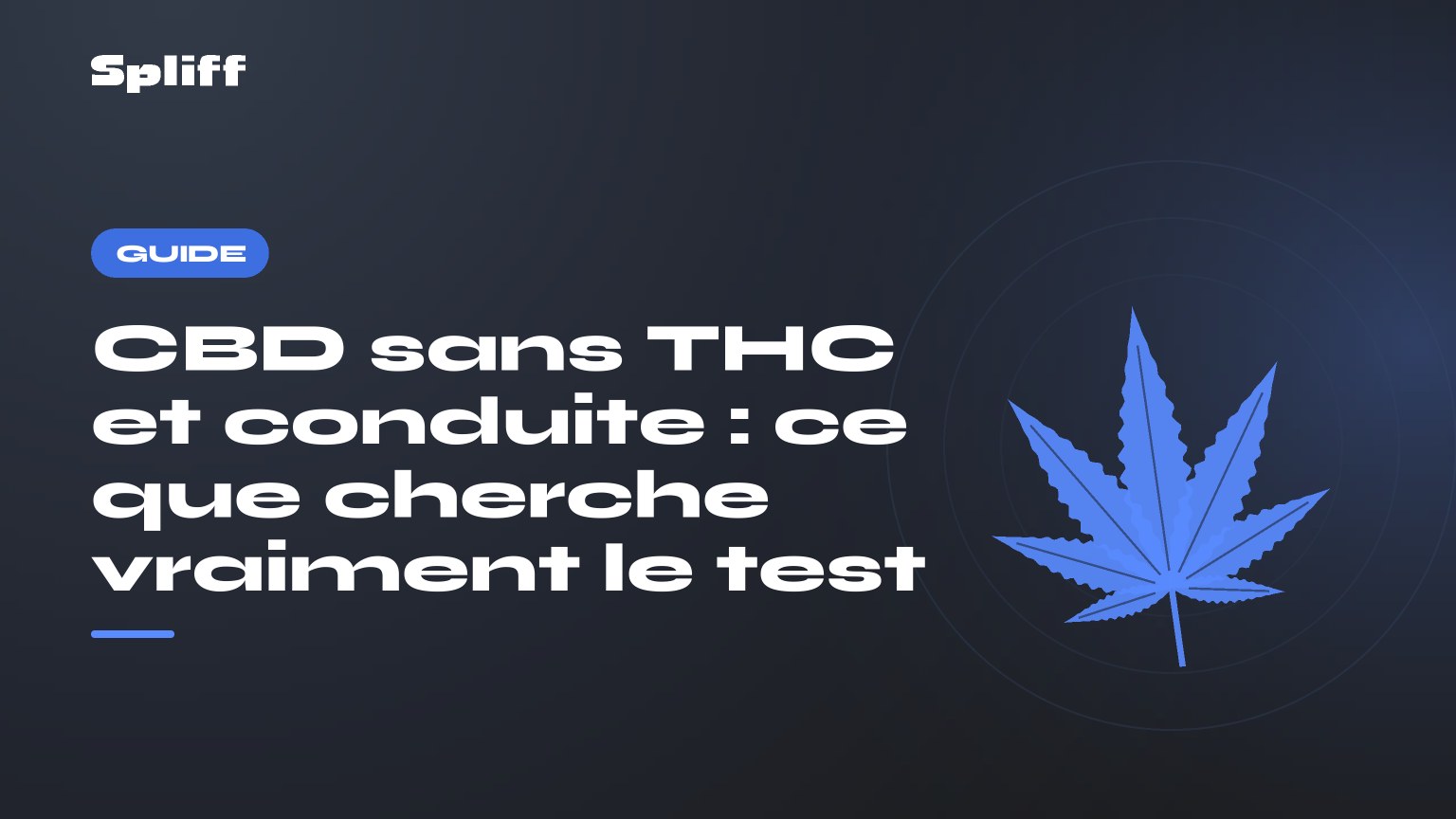 Cbd sans thc conduite : titre sur fond sombre, feuille de chanvre stylisée