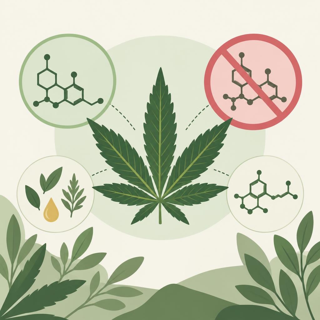 Cbd sans thc conduite : dessin à plat de motifs végétaux — Un CBD sans THC, qu'est-ce que ça contient vraiment ?