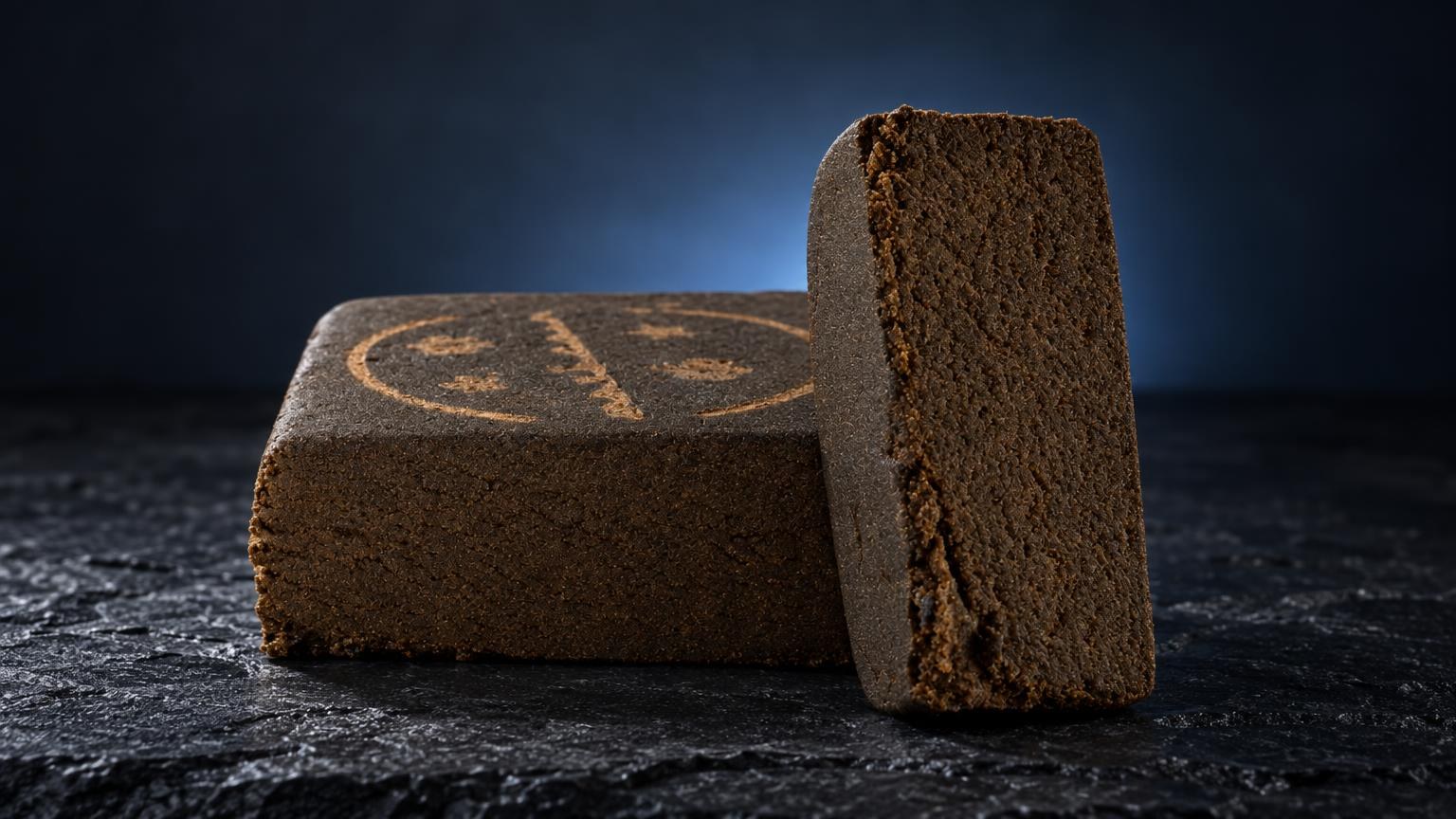 CBD static : résine Afghan Hash dans une composition de studio