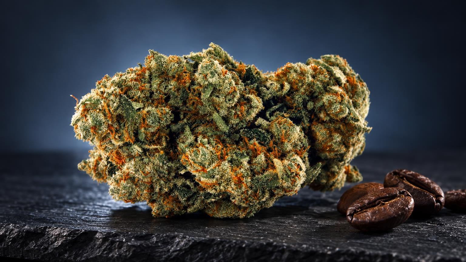 CBD-wiet: amnesia met dichte, groene bloemen bedekt met kristallen