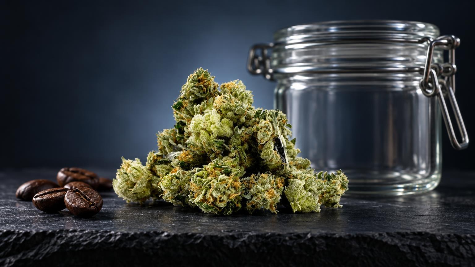 Como conservar flores de CBD: flor Minibud Premium Superskunk numa composição de estúdio