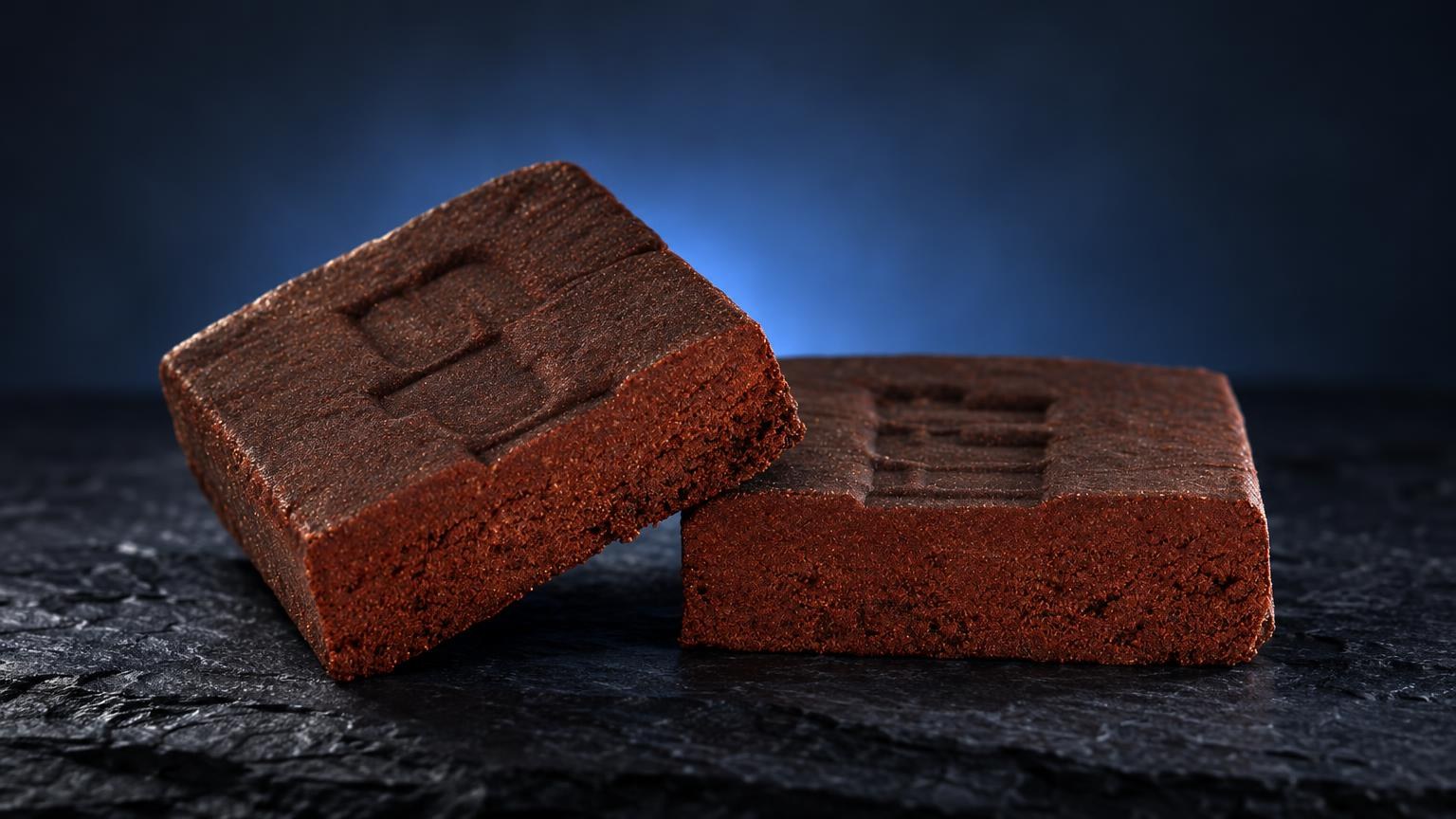 Dry haxixe: dois blocos compactos de Libanês Vermelho com textura granulada e tons avermelhados, sobre superfície escura