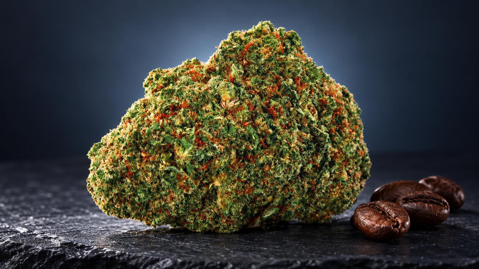 Dense green and golden buds with orange pistils, Gelato Strain