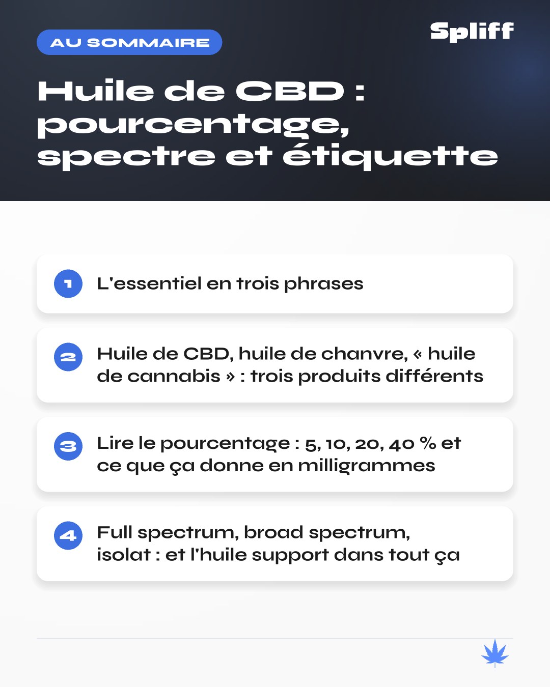 Huile de CBD : au sommaire — L'essentiel en trois phrases
