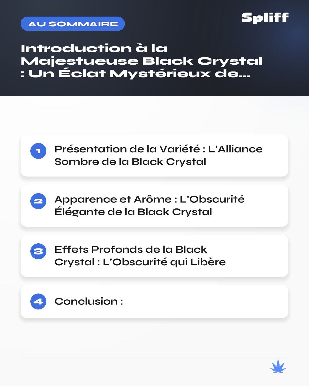 Au sommaire — Présentation de la Variété : L'Alliance Sombre de la Black Crystal