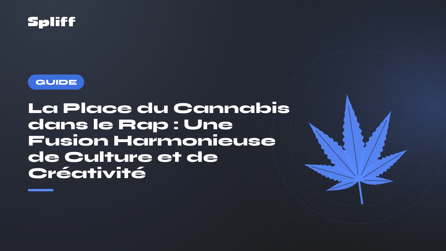 Titre sur fond sombre, feuille de chanvre stylisée