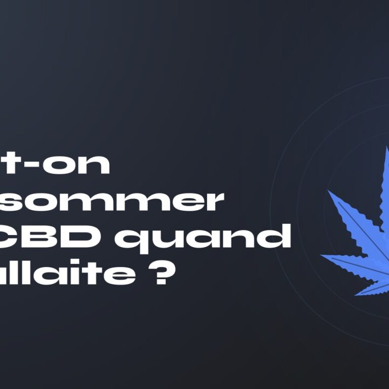 Peut-on consommer du CBD quand on allaite ? — titre sur fond sombre, feuille de chanvre stylisée