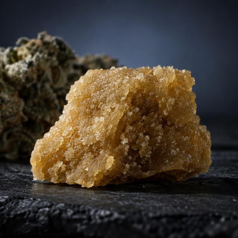 Vue rapprochée à la lumière du jour sur le thème Piatella hash THC