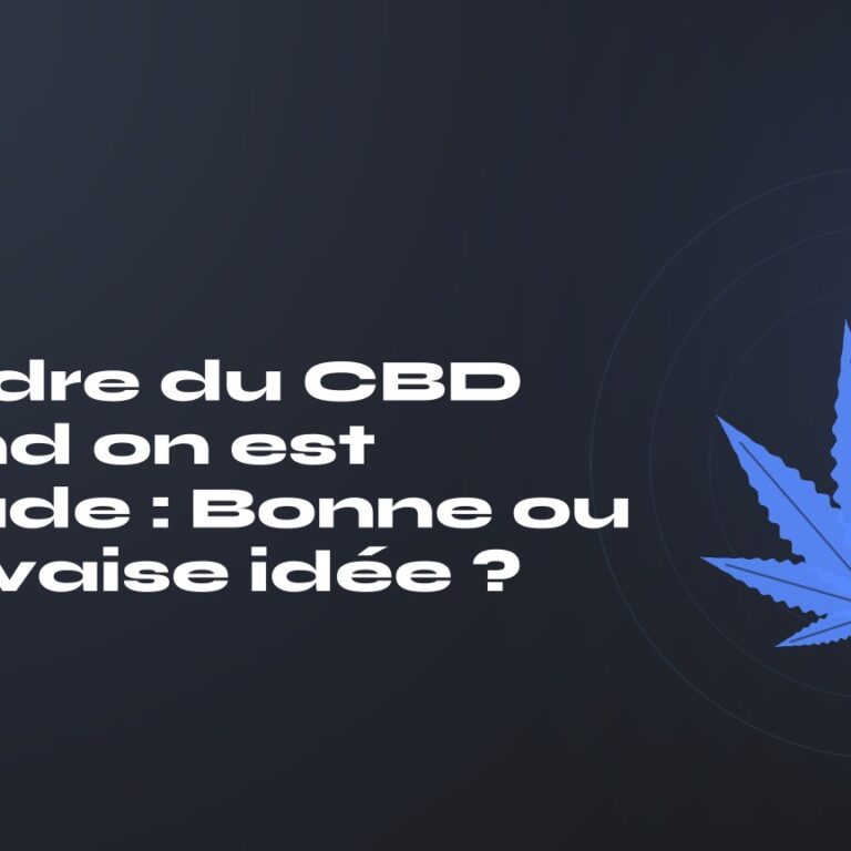 Prendre du CBD quand on est malade : Bonne ou mauvaise idée ? — titre sur fond sombre, feuille de chanvre stylisée