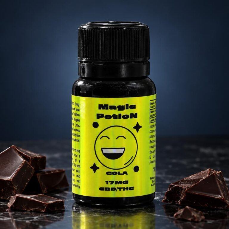 Space cake : gourmandise 🎁 Magic Potion Mini – Sirop THC dans une composition de studio