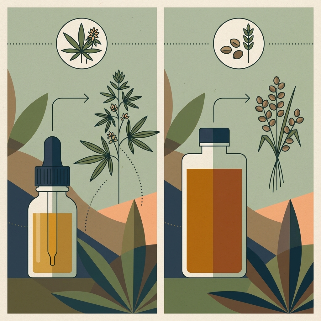 Illustration : Huile cbd vs huile de chanvre · Quelle différence entre huile de CBD et huile de chanvre ?