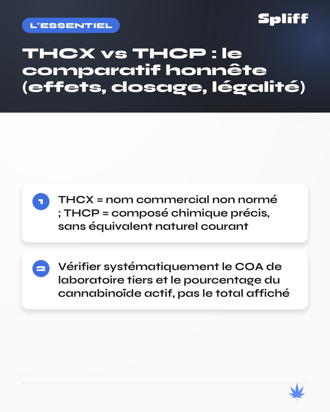 THCX vs THCP : l'essentiel â THCX = nom commercial non normĂ© ; THCP = composĂ© chimique prĂ©cis, sans Ă©quivalent naturel