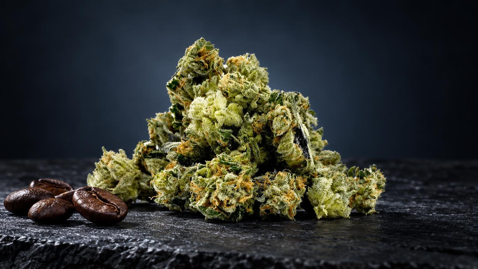Trim premium CBD : fleur Minibud Premium Superskunk dans une composition de studio