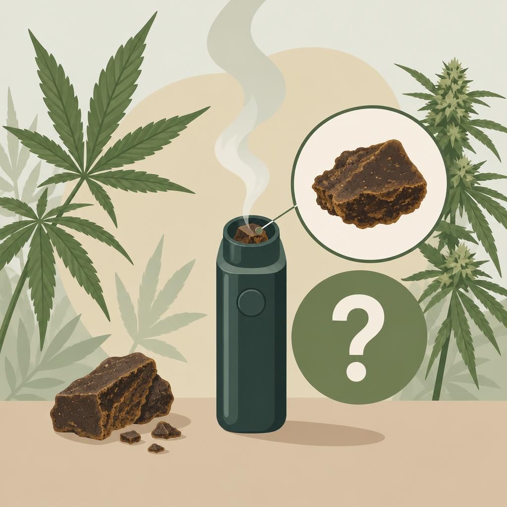 Vaporisateur résine CBD : dessin à plat de motifs végétaux — Peut-on vraiment vaporiser de la résine de CBD ?