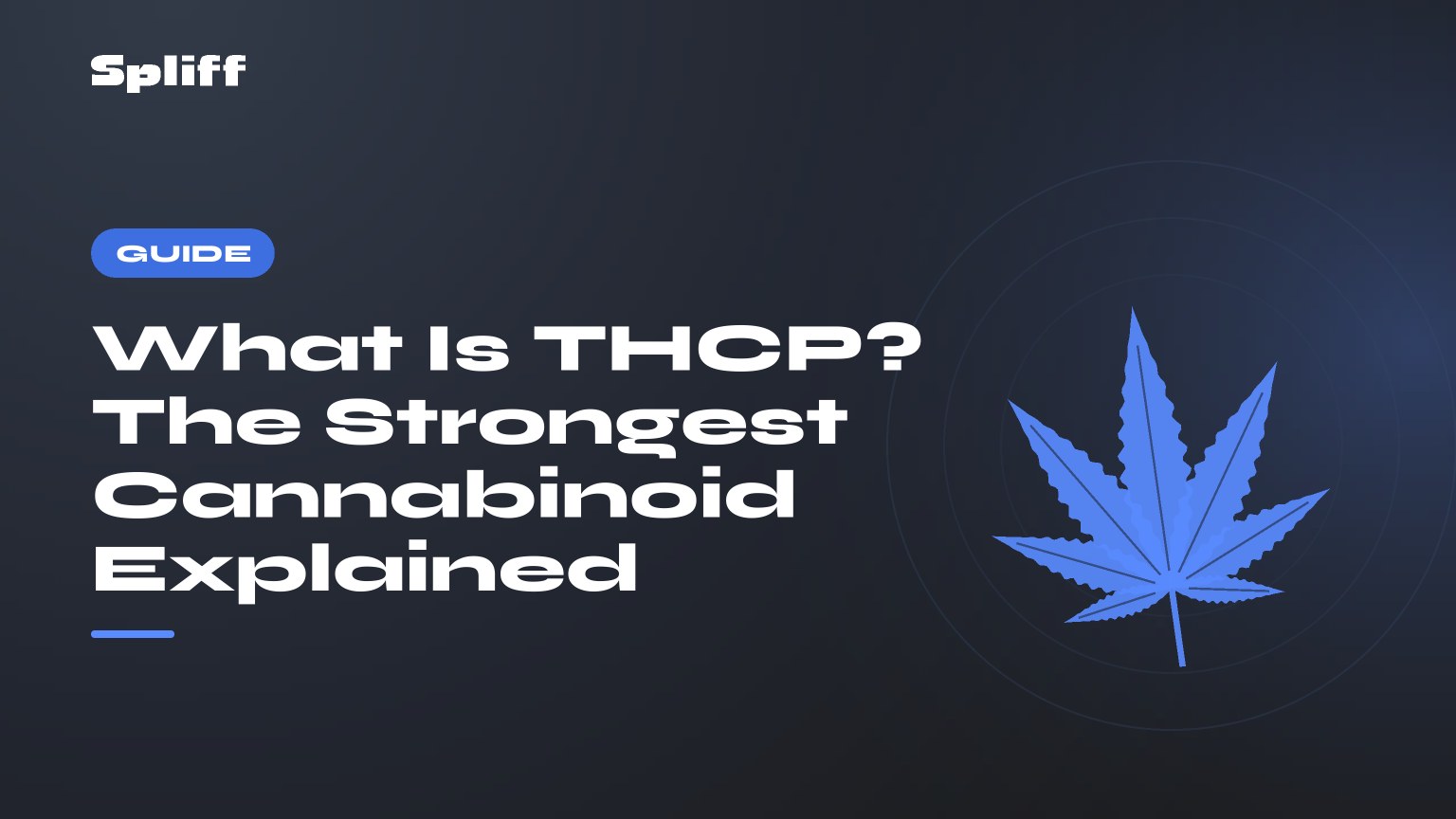 What Is THCP? The Strongest Cannabinoid Explained — title on a dark background, stylised hemp leaf